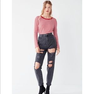 BDG High-Waisted Mom Jean Destroyed Black Wash